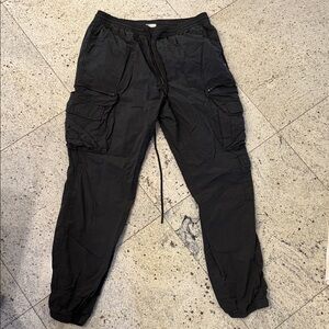 Men's Black Cargo Jogger Pants - Casual Utility Style